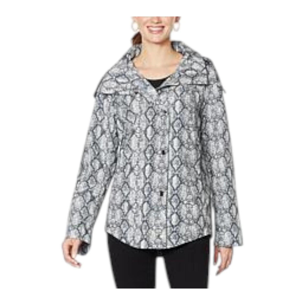Laurier & Co. Women's Wind and Water Resistant Flare Coat Snake Print - Regular